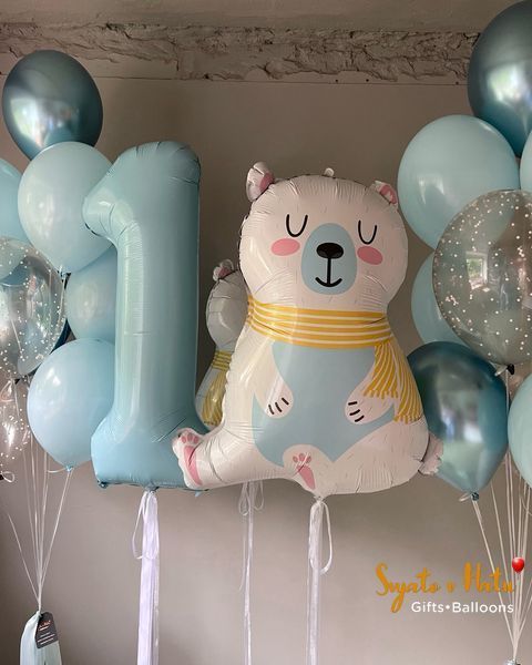 Кулька фольгована Полярний Ведмедик з гелієм 74см Grabo 8050195721084 фото
