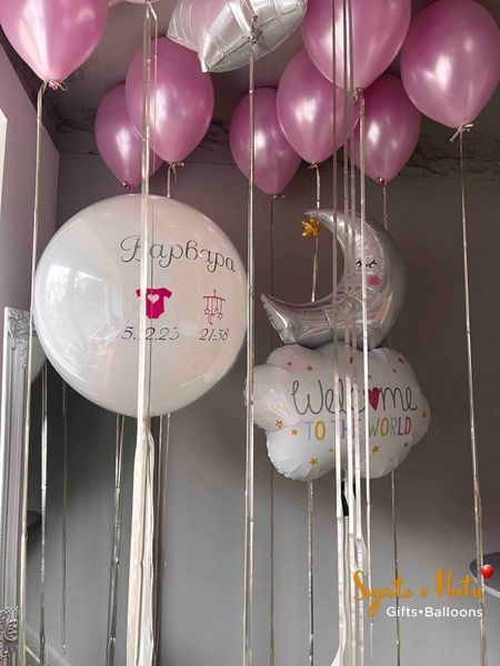 Шарик фольгированный Луна на облачке Welcome to the World с гелием 57*81см Grabo 8055513359741 фото