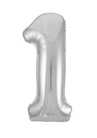 Цифра фольгированная 1 серебро с гелием Slim 1м Flexmetal 29002481301 фото