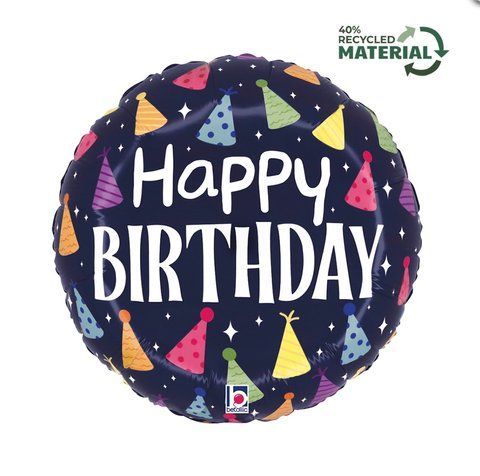 Кулька фольгована Happy Birthday з гелієм 45см Grabo 8055513266704 фото