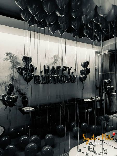 Напис фольгований HAPPY BIRTHDAY чорний 38см 343345234425 фото