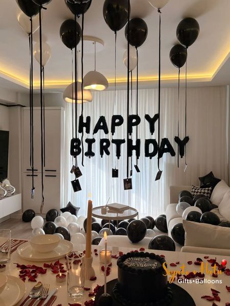 Напис фольгований HAPPY BIRTHDAY чорний 38см 343345234425 фото
