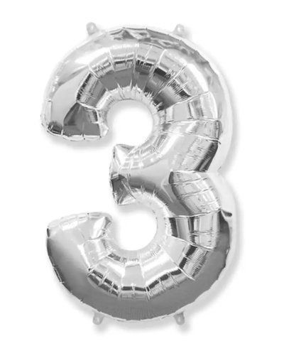 Цифра фольгована 3 срібло з гелієм 1м Flexmetal 3334354345345 фото