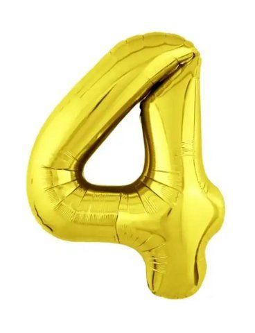 Цифра фольгована 4 золото з гелієм Slim 1м Flexmetal 134626535 фото