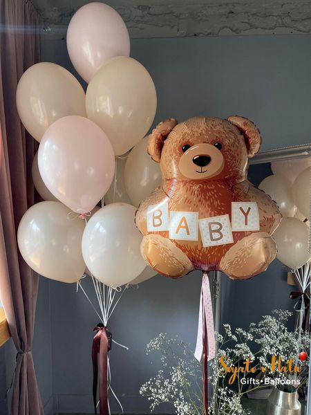 Кулька фольгована Ведмедик Baby на виписку з пологового з гелієм 49*58см Grabo 8055513255487 фото