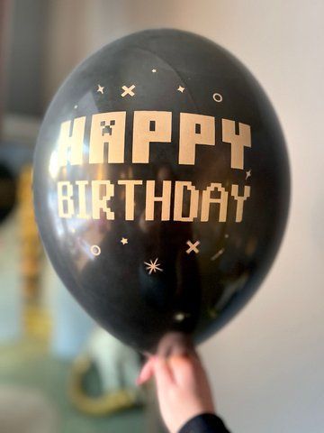 Кулька латексна з написом Happy Birthday Майнкрафт з гелієм 30см BelBal 214346234324 фото