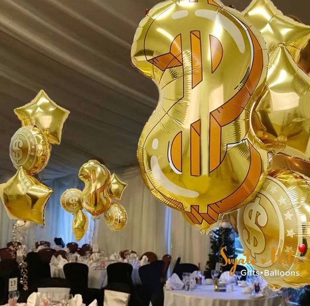Кулька фольгована Золотий Долар 74*46см  4353335334 фото