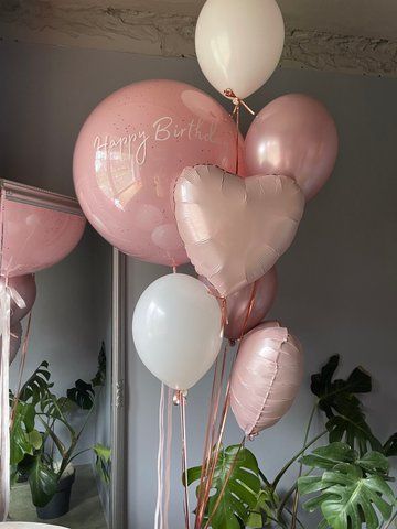 Набір кульок з гелієм для дівчини Рожеві Happy Birthday 24545354345 фото