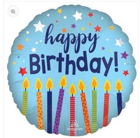 Кулька фольгована Happy Birthday зі свічками з гелієм 45см Grabo 026635459426 фото