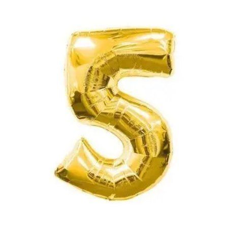Цифра фольгована 5 золото з гелієм Flexmetal 46343433525 фото