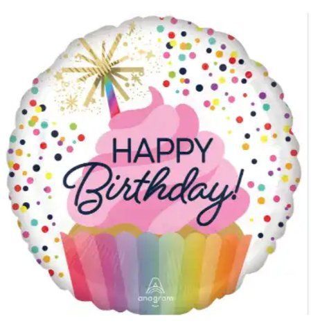 Кулька фольгована Happy Birthday кекс з гелієм 45см Grabo 026635448550 фото
