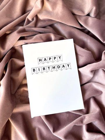 Флажки картонные Happy Birthday белые с черной надписью 15см 290133850 фото