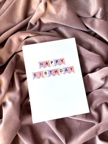 Флажки картонные Happy Birthday розово/сиреневые 15см 29012730 фото