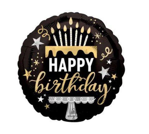 Кулька фольгована Happy Birthday торт з гелієм 45см Grabo 026635469531 фото