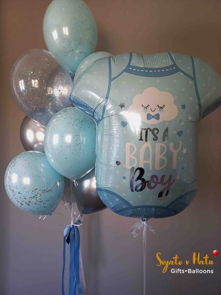 Кулька фольгована Боді для хлопчика IT`s a Baby Boy з гелієм 55*65см Grabo  026635419123 фото