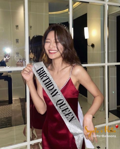 Лента Birthday Queen серебро глитерная для дня рождения 29013906 фото