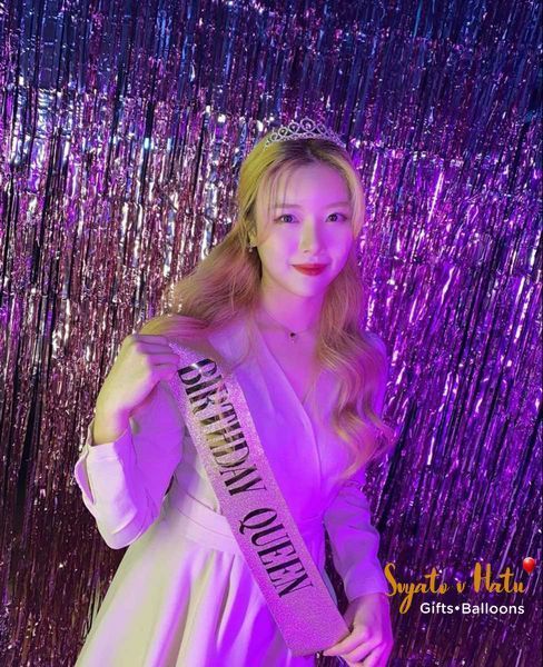 Лента Birthday Queen серебро глитерная для дня рождения 29013906 фото