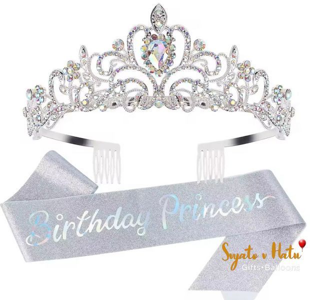 Лента Birthday Prinses глитерная серебро для день рождения 29013908 фото