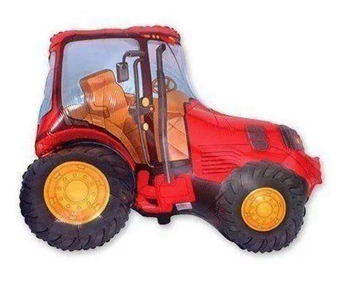 Кулька фольгована Трактор червоний з гелієм 75*94см Flexmetal 2523353653353 фото